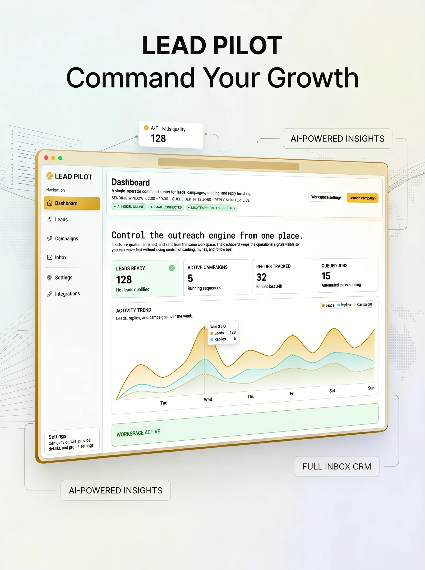 Lead Pilot dashboard — command your growth